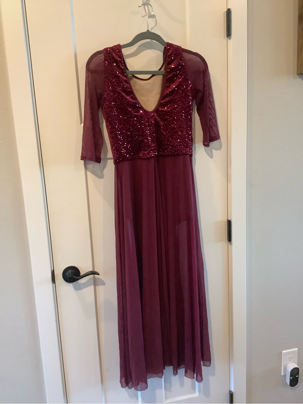 balera Burgundy Sequin & Mesh Maxi Dress